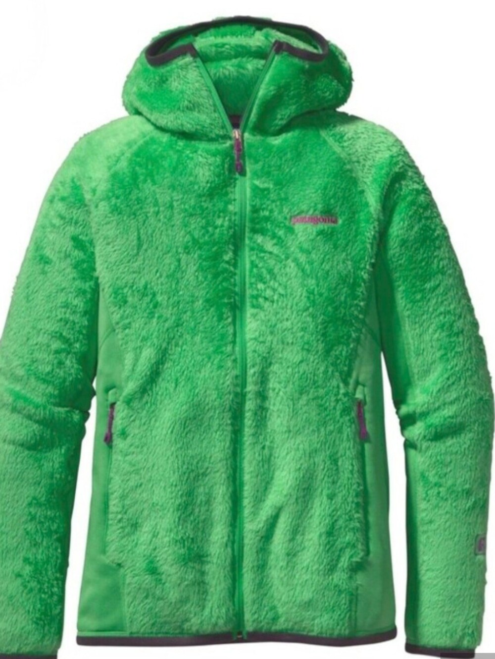 Patagonia Bright Green Plush Hooded Zip Jacket Size Large